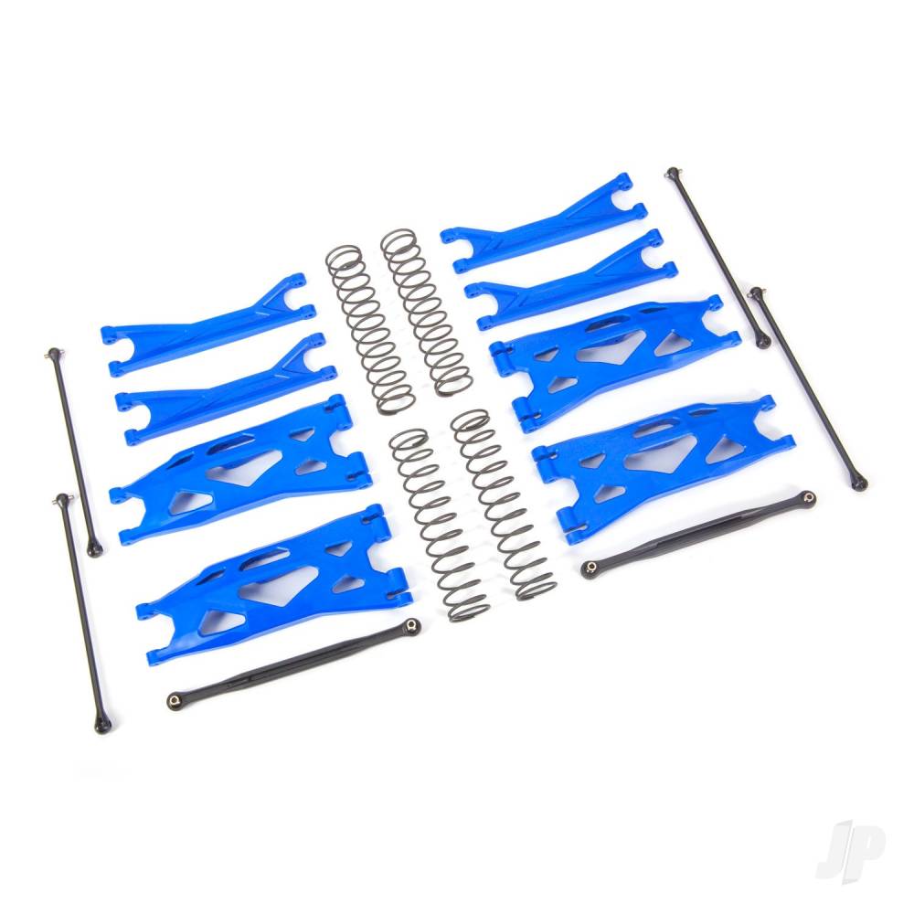Suspension kit X-Maxx WideMaxx blue (includes front & rear suspension arms front toe links driveshafts shock springs)