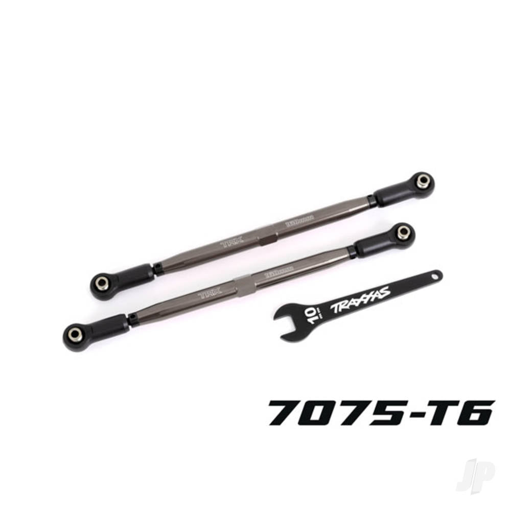 Toe links front (Tubes gray-anodised 7075-T6 aluminium stronger than titanium) (2) (for use with #7895 X-Maxx WideMaxx suspension kit)