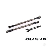 Toe links front (Tubes gray-anodised 7075-T6 aluminium stronger than titanium) (2) (for use with #7895 X-Maxx WideMaxx suspension kit)