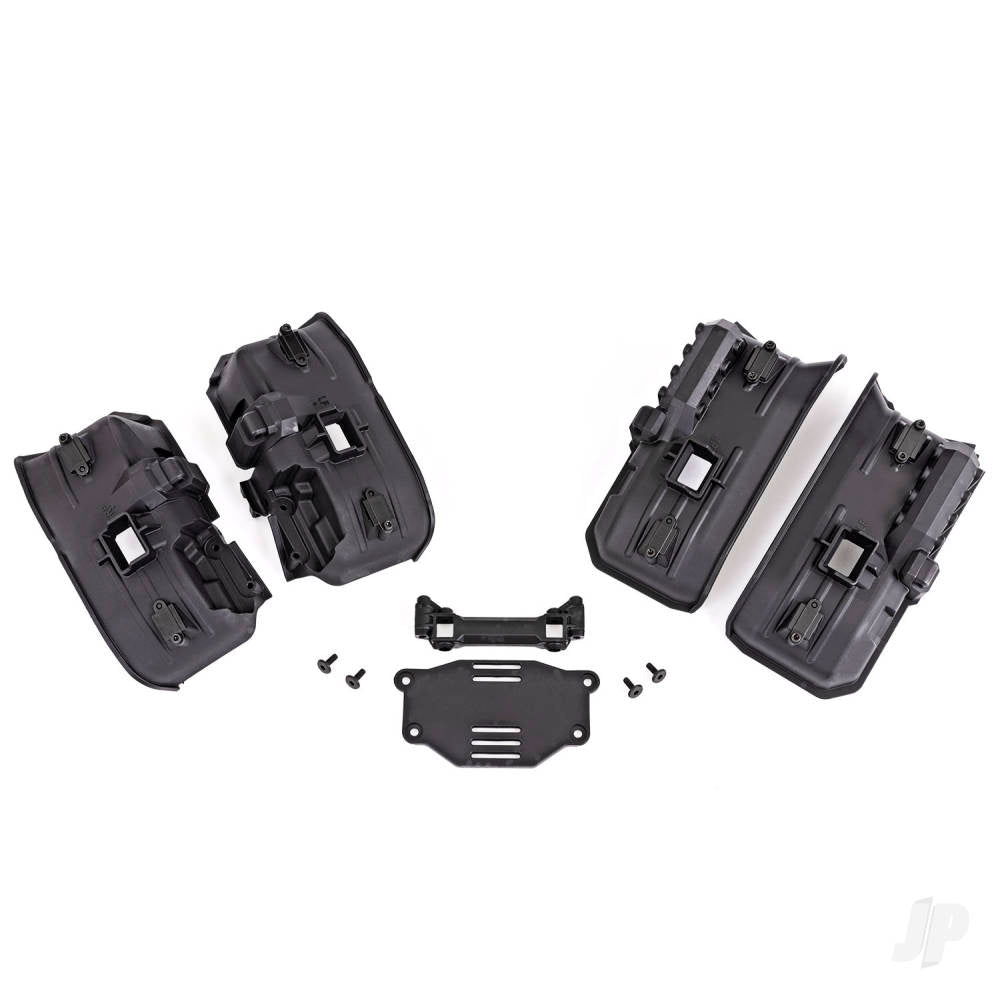 Fenders inner (wide) front & rear (2 each)/ rock light covers (8)/ battery plate/ 3x8 flat-head screws (4) (for clipless body mounting)