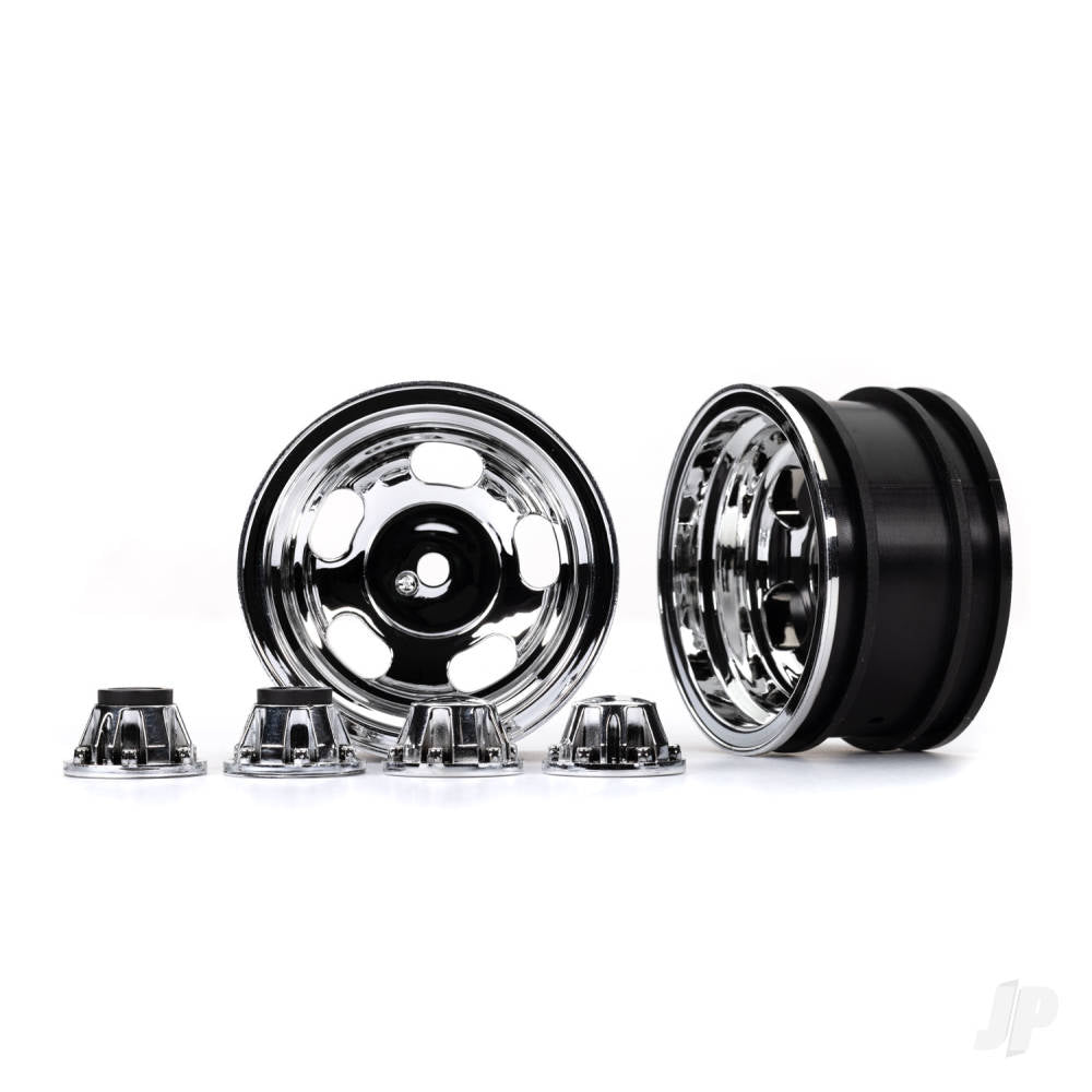 Wheels 2.2in chrome (2)/ centre caps (2) (requires #8255A extended thread stub axle)