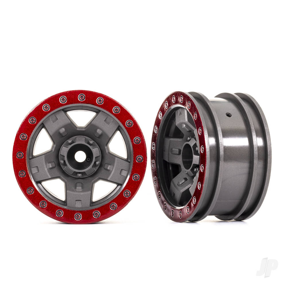 Wheels TRX-4 Sport 2.2 (gray red beadlock style) (2)