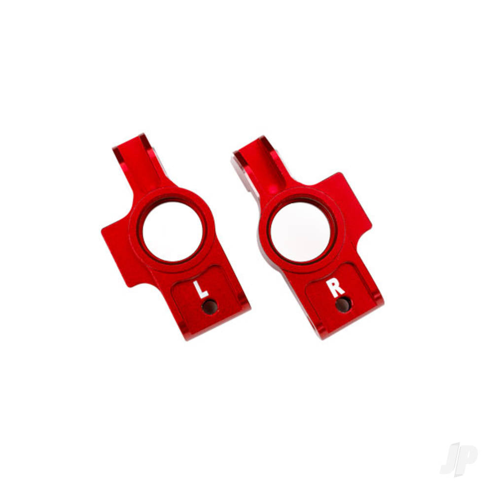 Carriers stub axle 6061-T6 aluminium (red-anodised) (left & right)/ 3x12mm BCS (with threadlock) (2)/ 2.5x6mm BCS (with threadlock) (2)