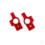 Carriers stub axle 6061-T6 aluminium (red-anodised) (left & right)/ 3x12mm BCS (with threadlock) (2)/ 2.5x6mm BCS (with threadlock) (2)