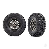 Tyres and wheels assembled glued (TRX-6 Big Rig 2.2in black chrome wheels Canyon RT 4.6x2.2in tyres foam inserts) (front) (2)/ centre caps (black chrome) (2)