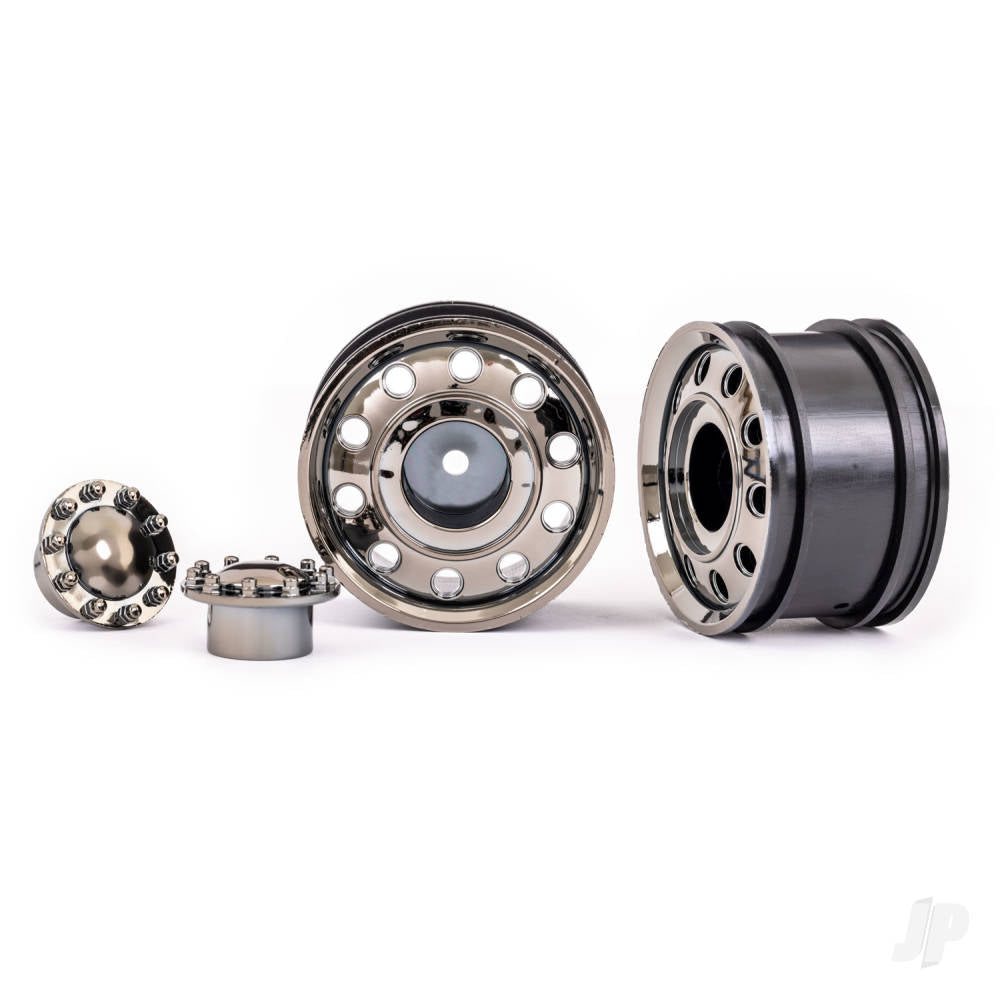 Wheels TRX-6 Big Rig 2.2in (black chrome) (front) (2)/ centre caps (black chrome) (2)