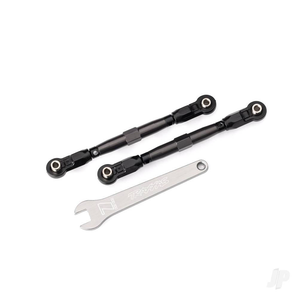 Toe links front (TUBES gray-anodised 7075-T6 aluminium stronger than titanium) (88mm) (2)/ rod ends rear (4)/ rod ends front (4)/ aluminium wrench (1)