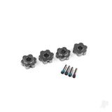 Wheel hubs hex aluminium (gray-anodised) (4)/ 4x13mm screw pins (4)