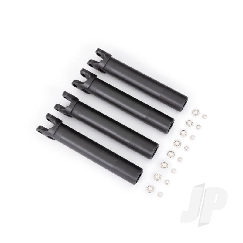 Traxxas Half shafts outer (extended front or rear) (4)/ e-clips (8) (for use with #8995 WideMaxx suspension kit)