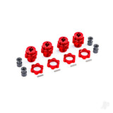 Wheel hubs splined 17mm short (Red-anodised) (4) wheel nuts splined 17mm (Red-anodised) (4) hub retainer M4 X 0.7 (4) axle pin (4) (for use with #9080 upgrade kit)