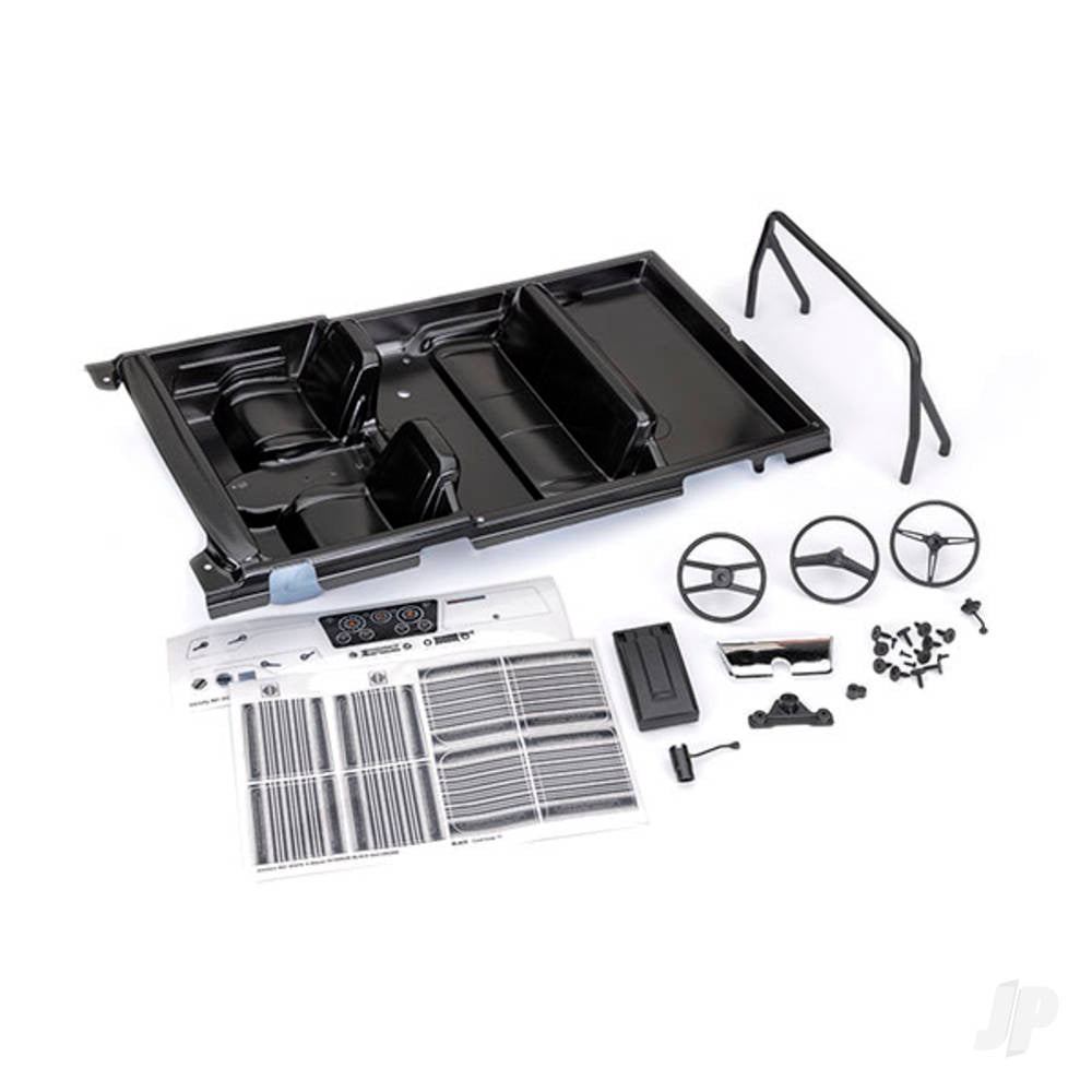 Interior Chevrolet Blazer (1969 -1972) (black) (includes rollbar gauge bezel steering wheel and column shifter armrest decals) (fits #9111 9112 9130 or 9131 series bodies) (#9111 or 9112 series bodies require #9128 body cage for installation)