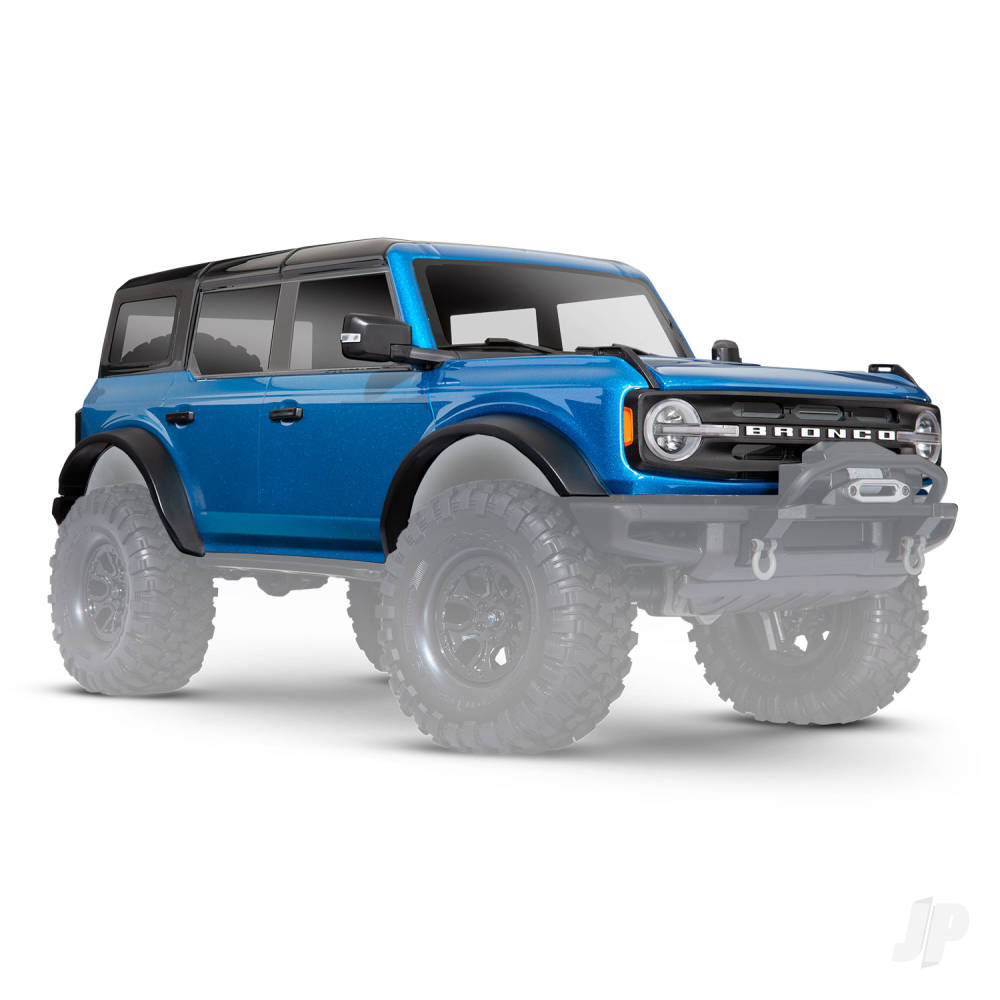 Body Ford Bronco (2021) complete Velocity Blue (painted) (includes grille side mirrors door handles fender flares windshield wipers spare Tyre mount & clipless mounting) (requires #8080X inner fenders)