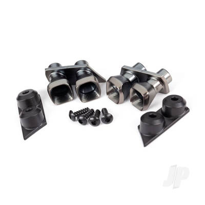 Traxxas Exhaust tips (2)/ exhaust tip mounts (2)/ 2.6X8 BCS (4)