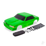 Body Ford Mustang Fox Body green (painted decals applied) (includes side mirrors wing wing retainer rear body mount posts foam body bumper & mounting hardware)