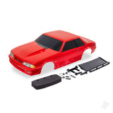 Body Ford Mustang Fox Body red (painted decals applied) (includes side mirrors wing wing retainer rear body mount posts foam body bumper & mounting hardware)