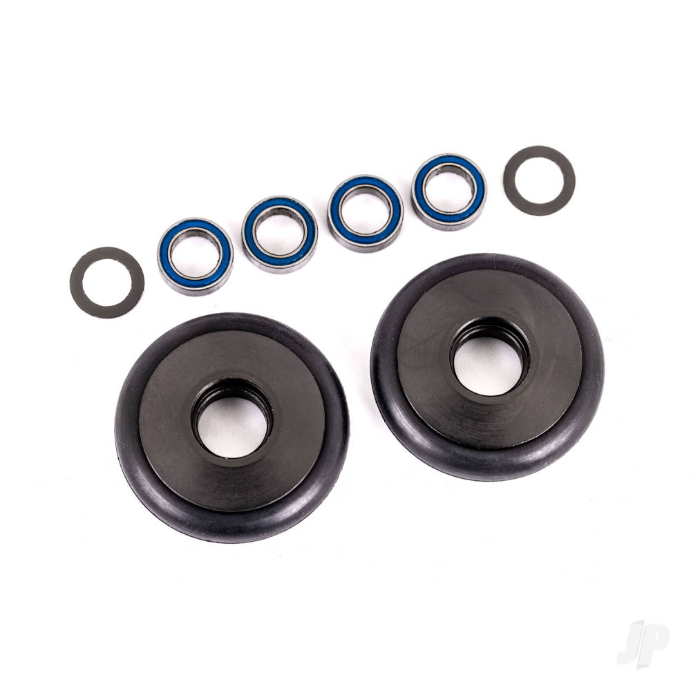 Wheels wheelie bar 6061-T6 aluminium (gray-anodised) (2)/ 5x8x2.5mm ball bearings (4)/ o-rings (2)/ 5x8x0.3mm TW (2)