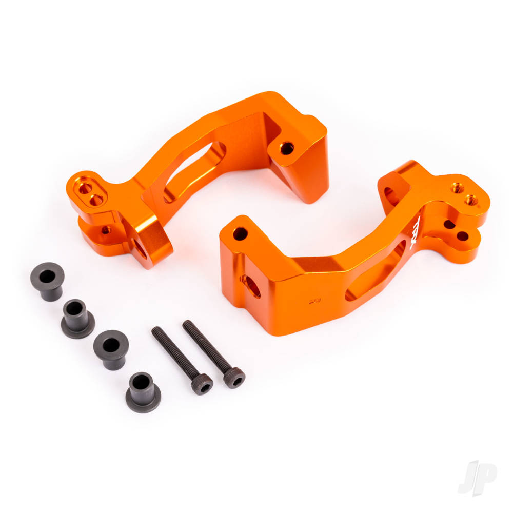 Caster blocks (c-hubs) 6061-T6 aluminium (orange-anodised) left & right/ kingpin bushings (4)