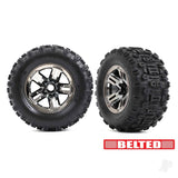 Tyres & wheels assembled glued (3.8in black chrome wheels belted Sledgehammer tyres foam inserts) (2)