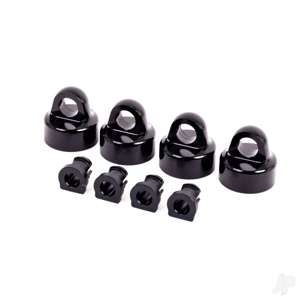 Shock caps aluminium (black-anodised) GT-Maxx shocks (4) / spacers (4) (for Sledge)
