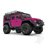 Traxxas TRX-4M Land Rover Defender 1:18 4WD Electric Trail Crawler Pink (+ TQ ECM-2.5 Titan 87T 750mAh LiPo USB Charger Clipless Body)