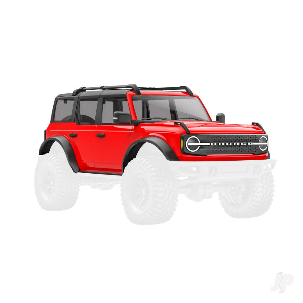 Body Ford Bronco (2021) complete red (includes grille side mirrors door handles fender flares windshield wipers spare Tyre mount & clipless mounting)