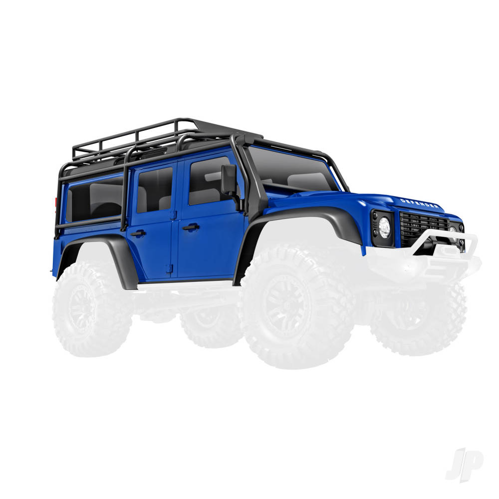 Body Land Rover Defender complete blue (includes grille side mirrors door handles fender flares windshield wipers spare Tyre mount & clipless mounting)