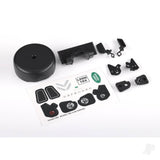 Grille/ mirrors side (left & right)/ spare Tyre cover/ light retainers body (front & rear left & right)/ decal sheet (fits #9712 body)