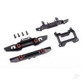 Bumper front (1) rear (1) 6061-T6 aluminium (black-anodised) (assembled with D-rings)/ bumper mounts (front & rear)/ 2.5x8mm BCS (with threadlock) (4) (fits TRX-4M Land Rover Defender)