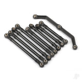 Suspension link set complete (front & rear) (includes steering link (1) front lower links (2) front upper links (2) rear lower links (4)) (assembled with rod ends and hollow balls)