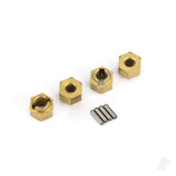 Wheel hubs 7mm hex (brass) (4)/ axle pins (8)