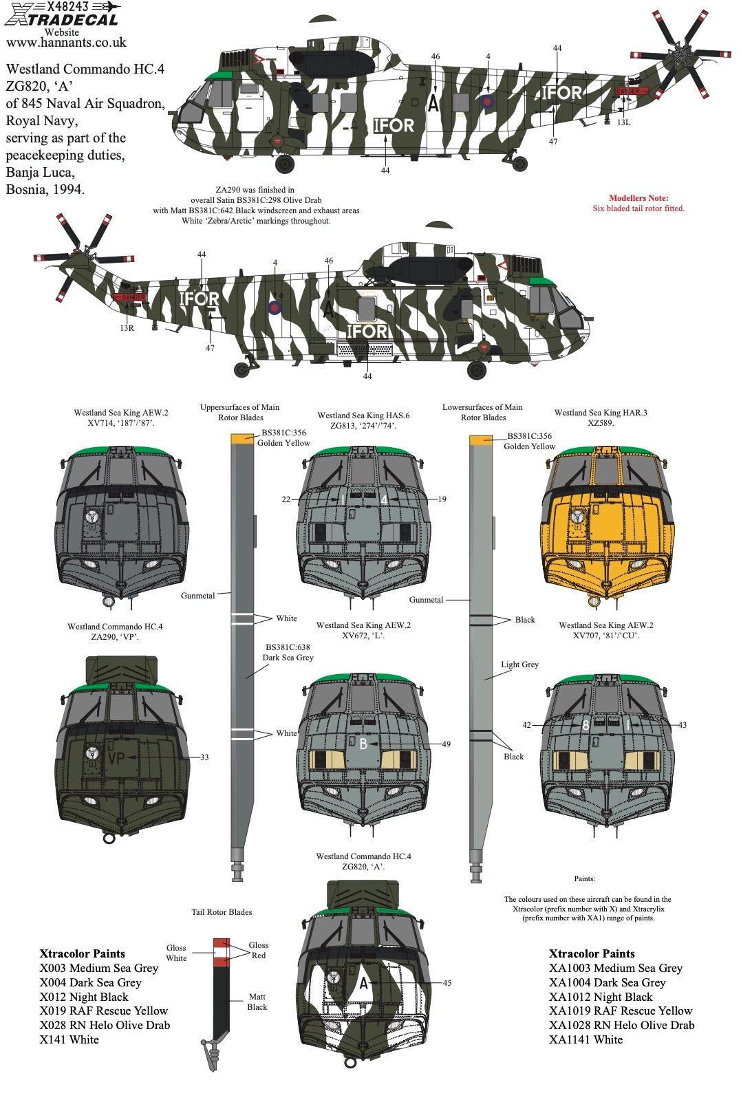 Xtradecal 1/48 Westland Sea King Decal Colletion Part 1 X48243