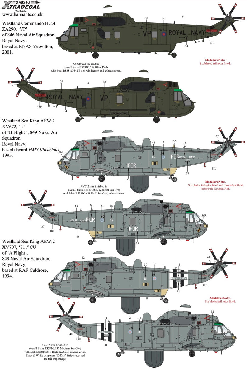 Xtradecal 1/48 Westland Sea King Decal Colletion Part 1 X48243