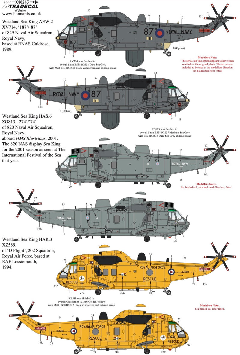 Xtradecal 1/48 Westland Sea King Decal Colletion Part 1 X48243