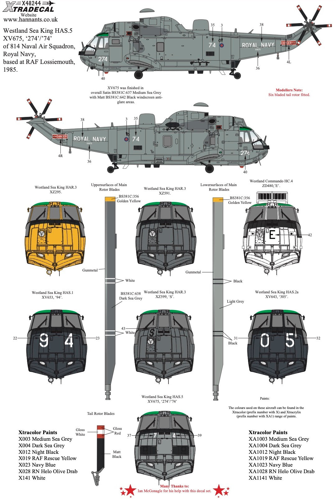 Xtradecal 1/48 Westland Sea King Decal Collection Part 2 X48244