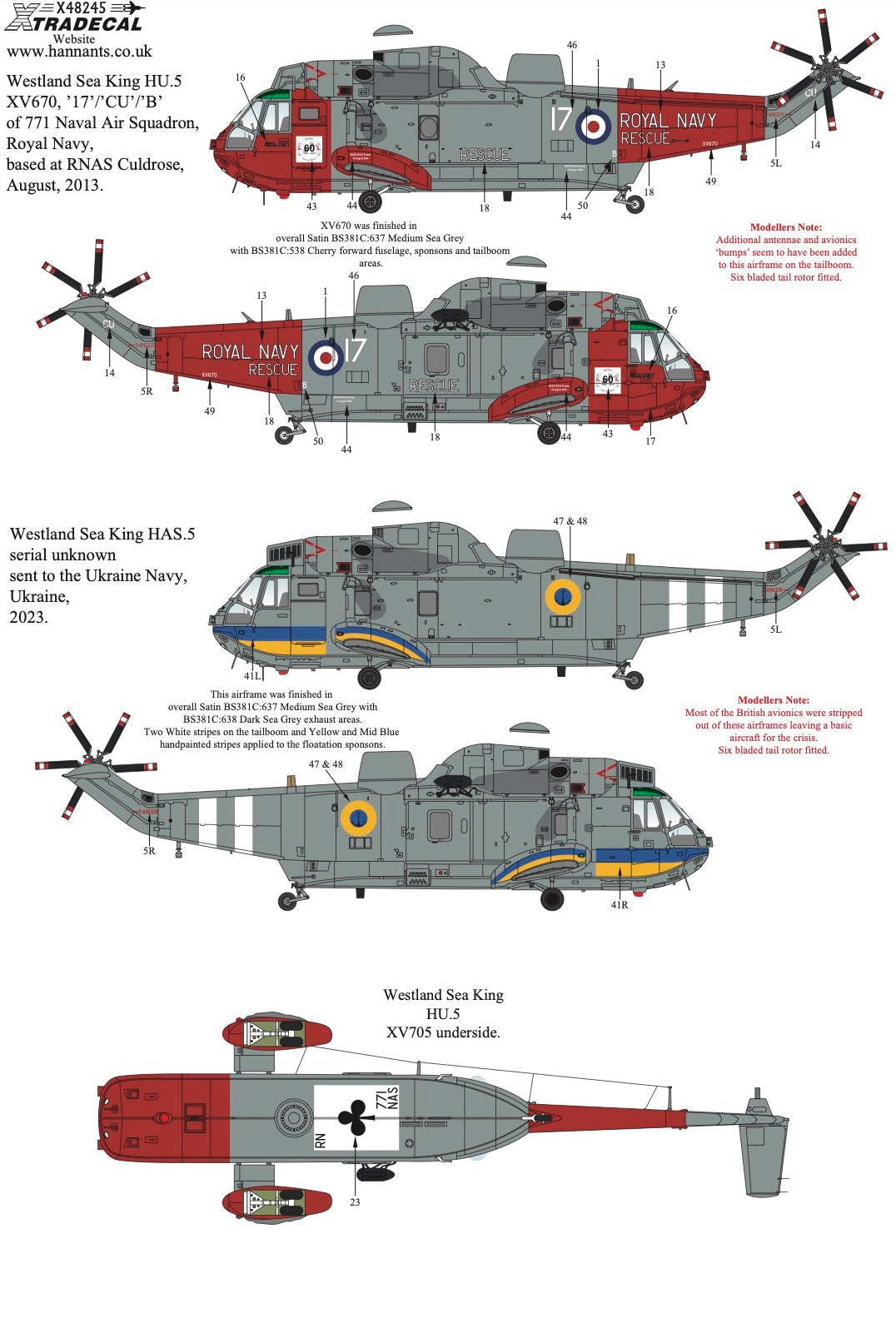 Xtradecal 1/48 Westland Sea King Decal Collection Part 3 X48245