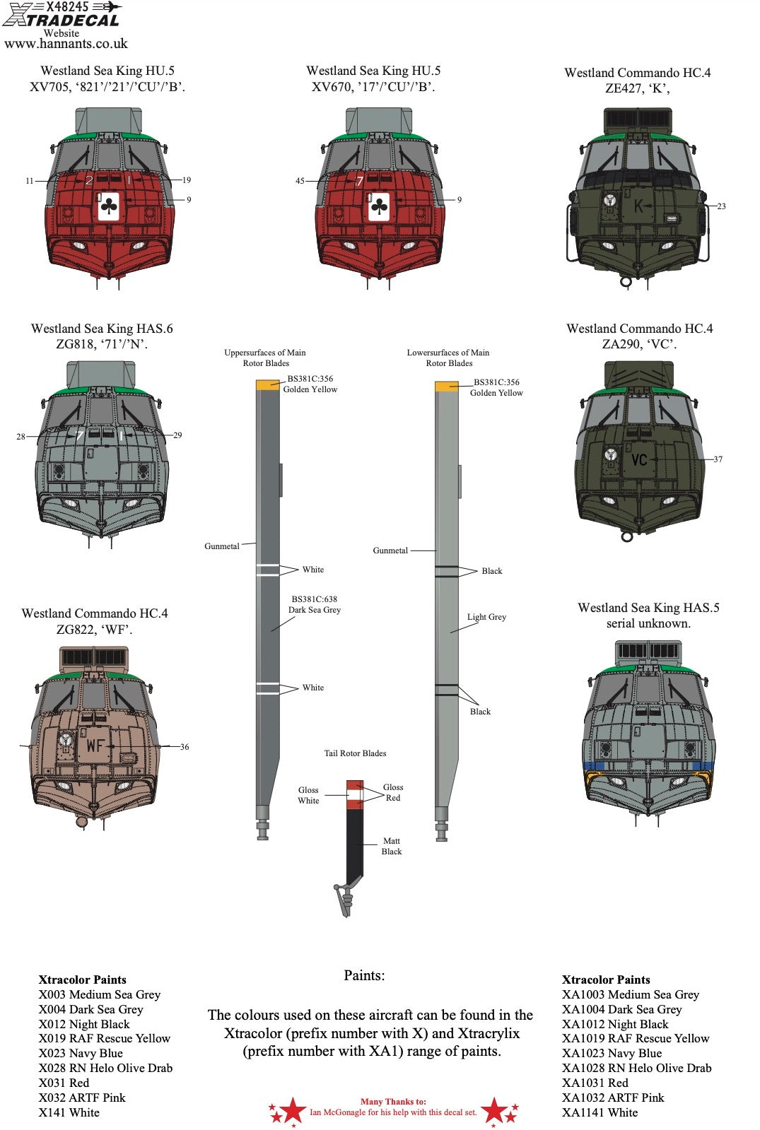 Xtradecal 1/48 Westland Sea King Decal Collection Part 3 X48245