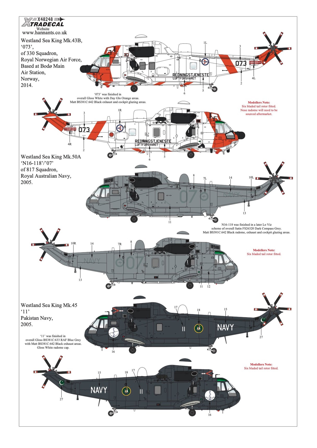 Xtradecal 1/48 Westland Sea King Decal Collection Part 5 X48248