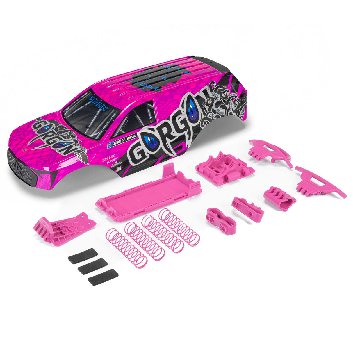 ARRMA GORGON Painted Decaled Trimmed Body Set Pink/Black