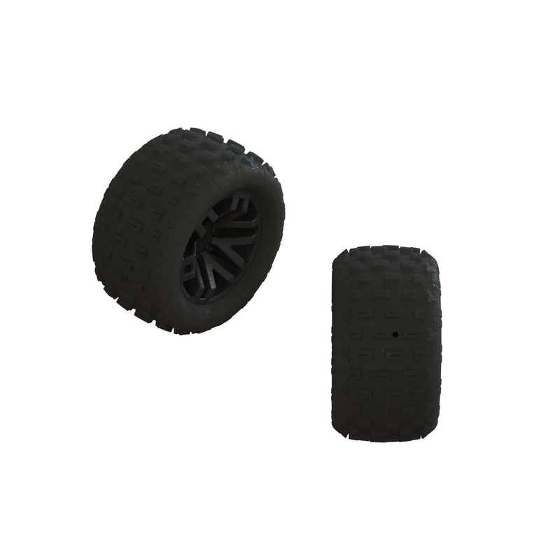 Arrma  dBoots 'FORTRESS' 1/18th Tire Set Glued (Black) (2 Pairs)