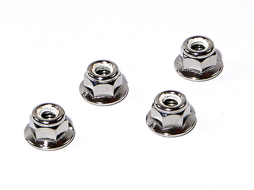 HPI FLANGED LOCK NUT M5(COUNTERCLOCKWISE/SILVER/4PCS)