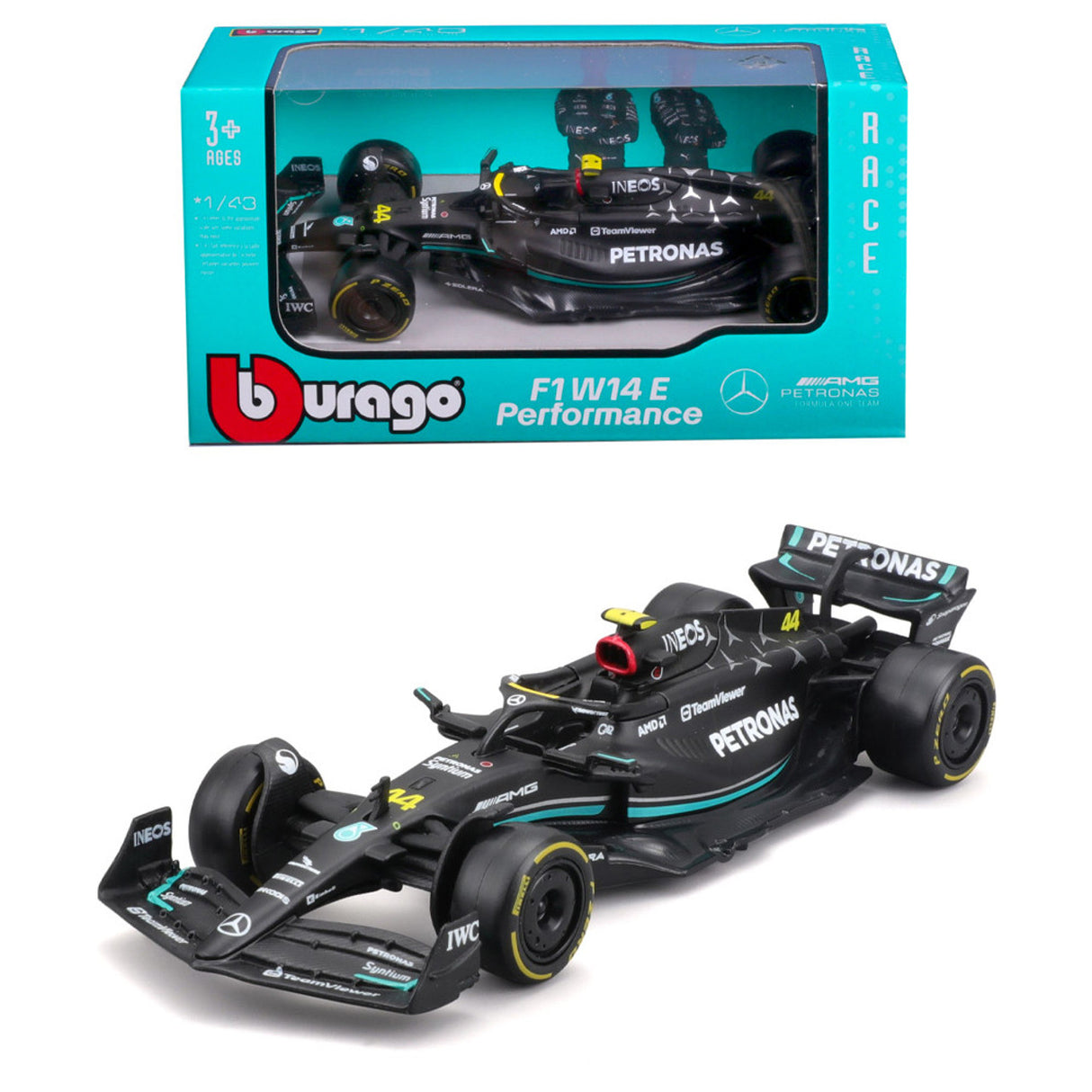 Bburago 1/43 Mercedes-AMG PETRONAS W14 2023 Lewis Hamilton 44 B18-38180H