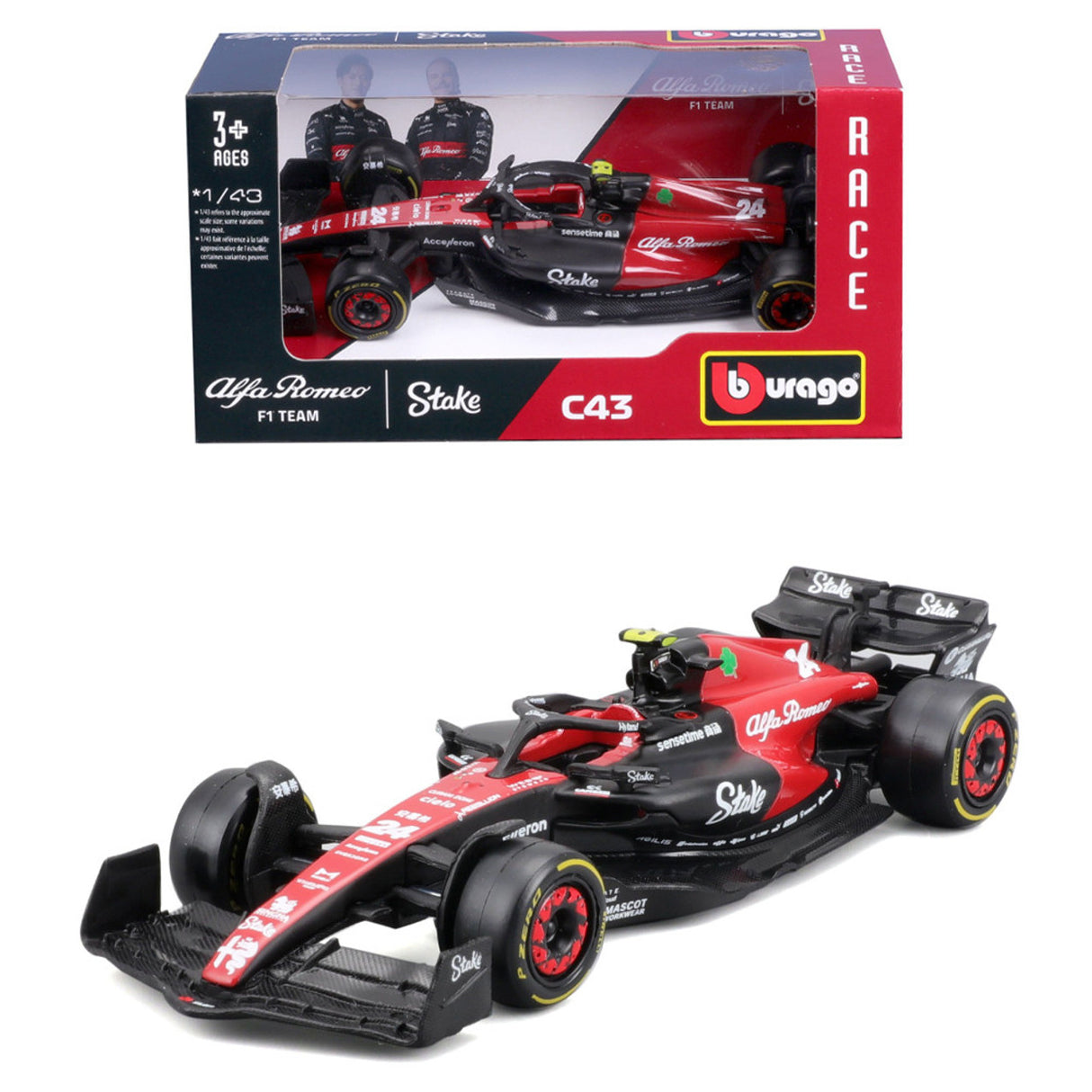 Bburago 1/43 Alfa Romeo F1 Team Stake C43 2023 Zhou No24 B18-38185G