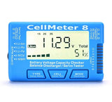 CellMeter-8 Digital Capacity Checker 2-8S LiPo Li-lon NiMH Battery Discharge & Servo Tester LCD Display