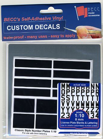 BECC  Classic Silver 8mm - Number Plates & Lettering