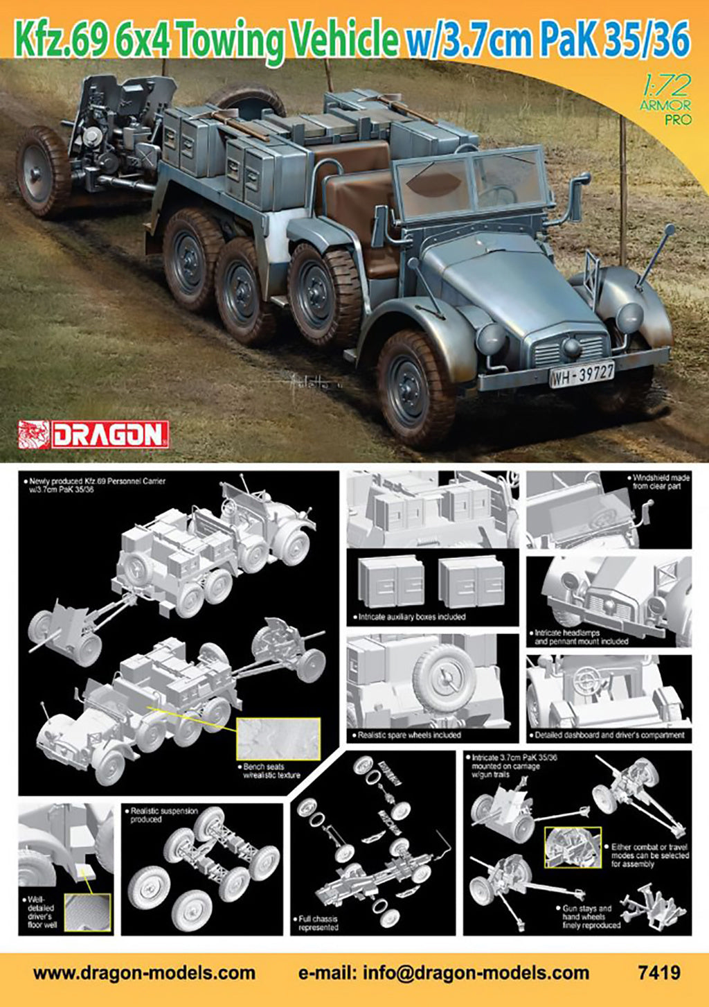 Dragon 1/72 KFZ.69 6X4 Truck & 3.7cm PAK