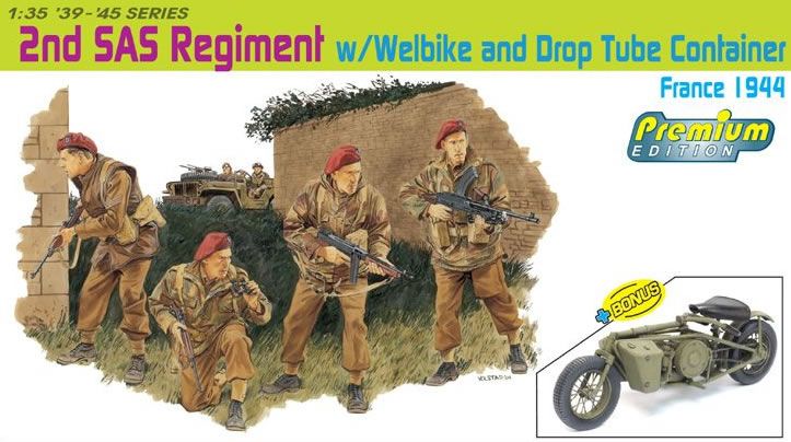 Dragon 1/35 2nd SAS Regiment with Welbike and Drop Tube Container 6586