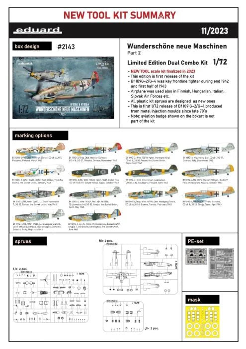 Eduard 1/72Bf 109G-2 & Bf109G-4 Dual Combo kit 2143