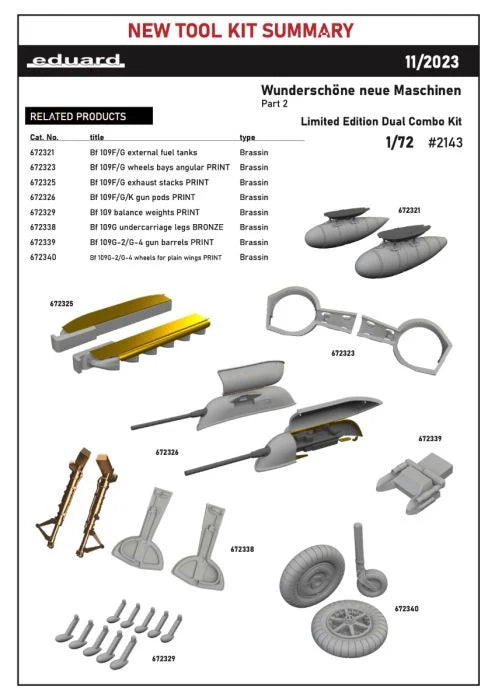 Eduard 1/72Bf 109G-2 & Bf109G-4 Dual Combo kit 2143