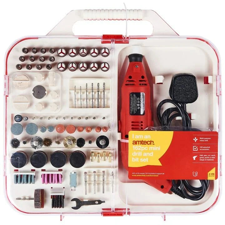 Amtech F2830 162 Piece mini drill and bit set