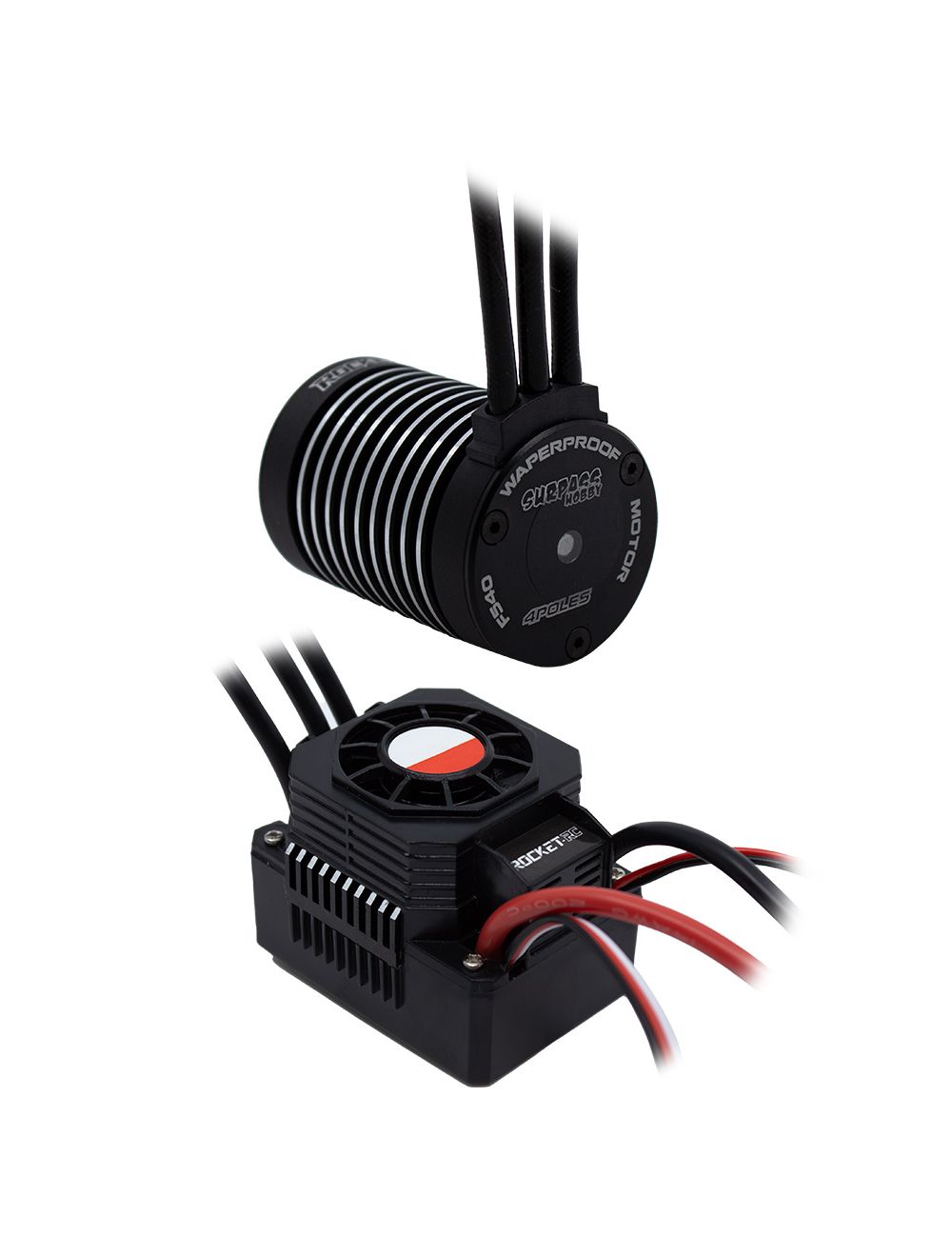 Overlander 4370KV Rocket RC Waterproof F540 Sensorless Motor + 45A ESC for 1/10th and 1/12th Cars